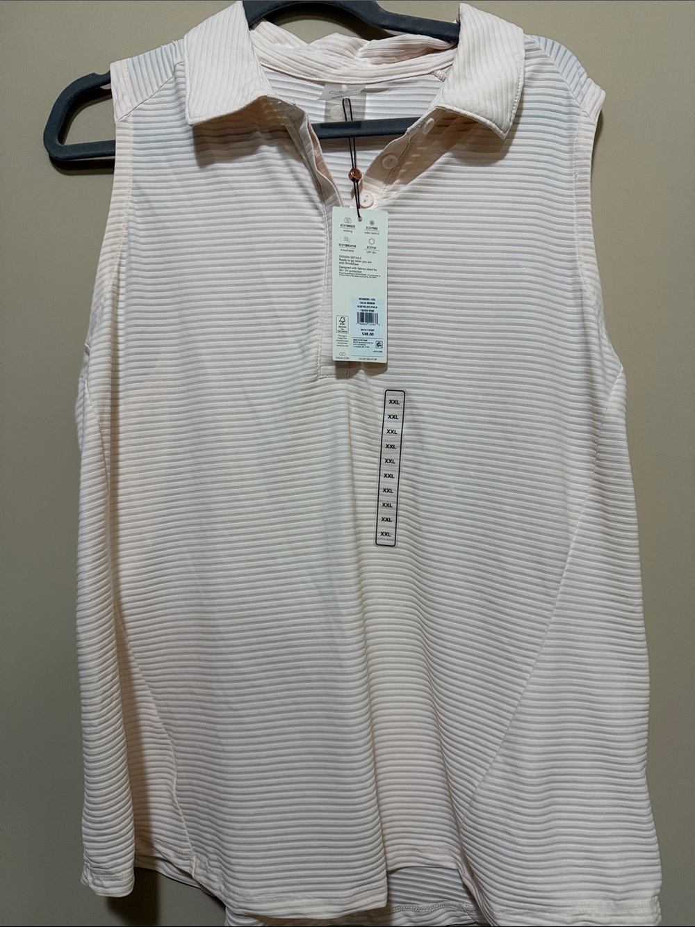 Calia NWT Sleeveless Collared Ribbed Tank Top - Cream